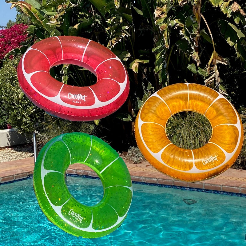 Coconut Float: Pink Grapefruit Glitter - 42"" Pool Float Ring, Inflatable, Anti-Leak, Durable, Party Water Accessory - Image 4